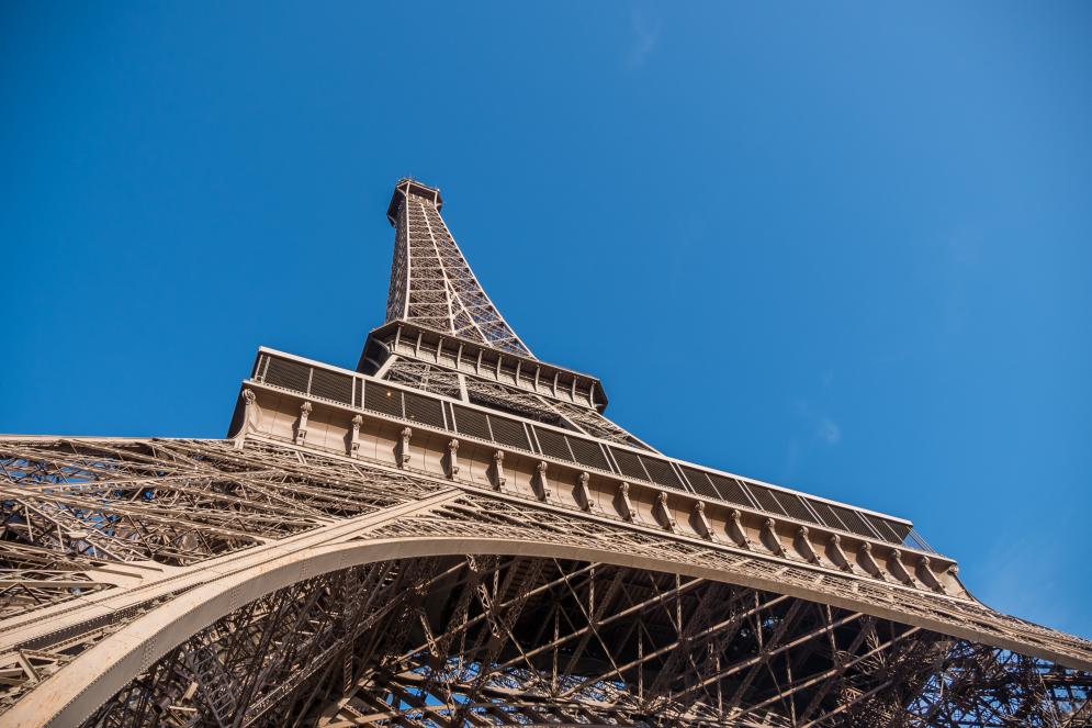 View of the Eiffel tower from avenue Gustave Eiffel